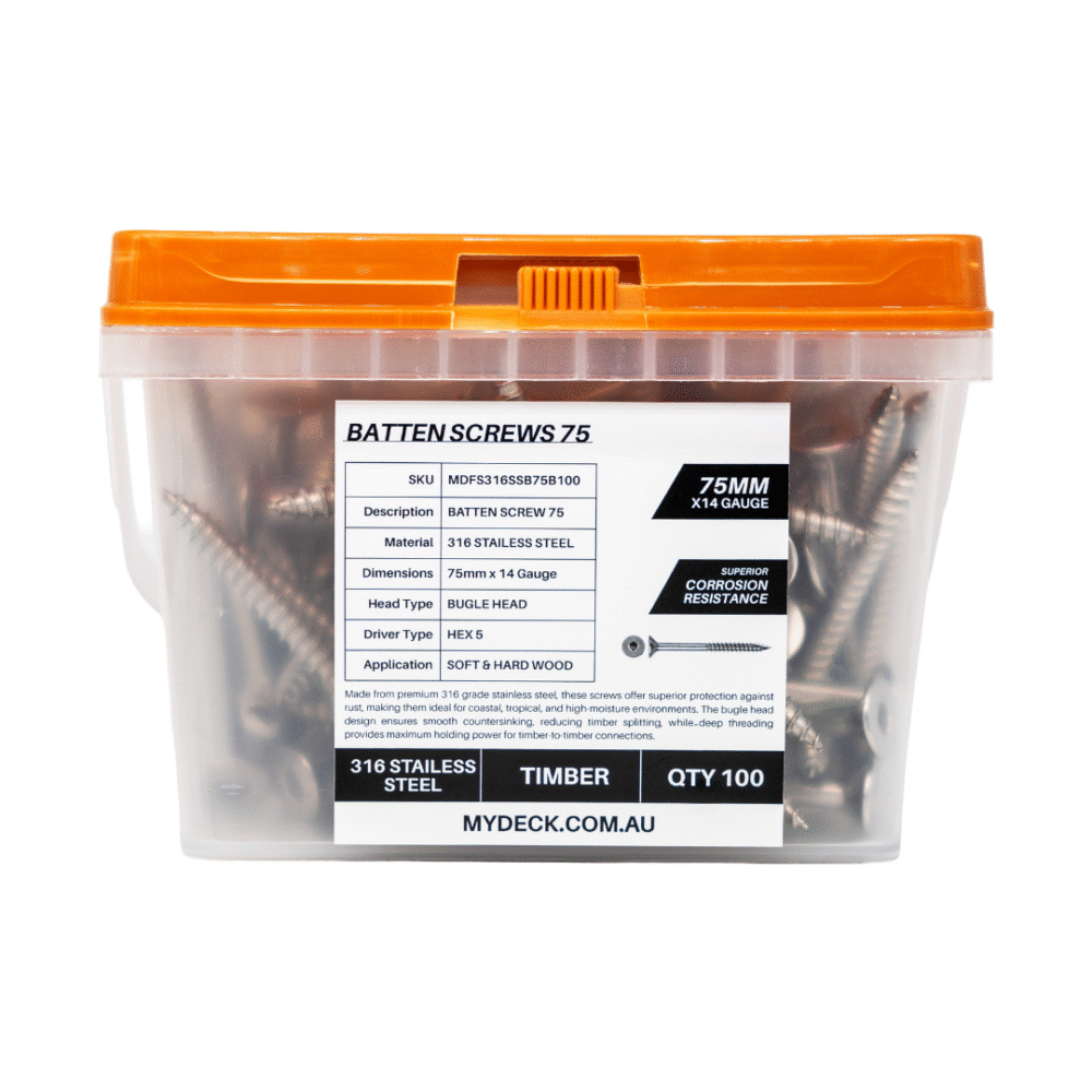 316 Stainless Steel Batten Screws 75mm (100 units)